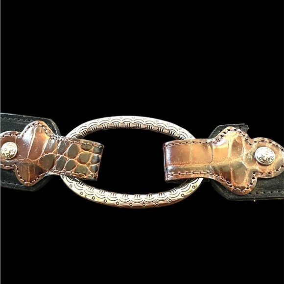 Brighton Suede Leather Silver Embossed Metal Chain Links - Picture 6 of 6